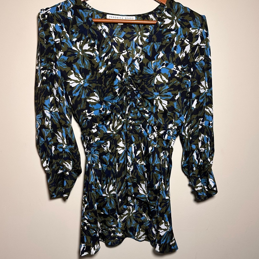 VERONICA BEARD Floral print silk Oakley Top Size 4